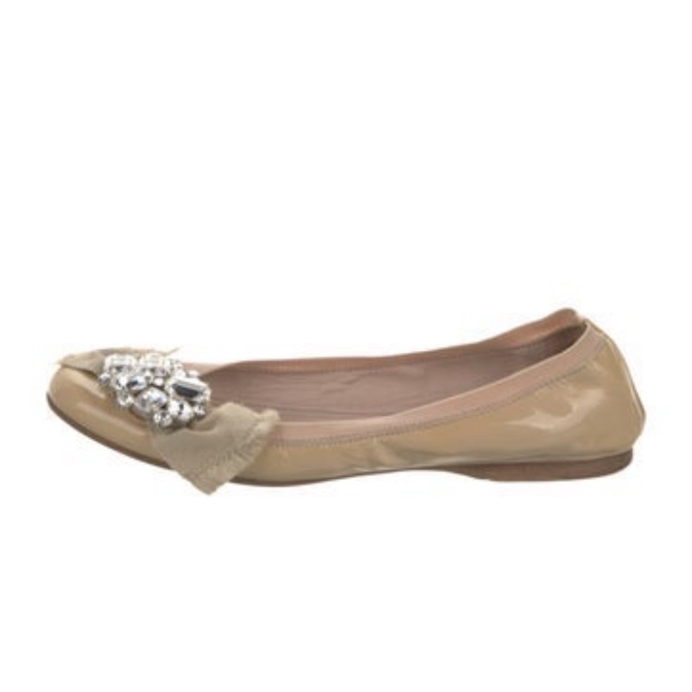Miu Miu Patent Leather Crystal Embellishments Flats